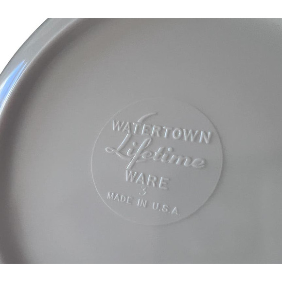 Vintage MCM Watertown Lifetime WARE Saucer Set 6 Blue Pink Yellow White Retro - Picture 5 of 7